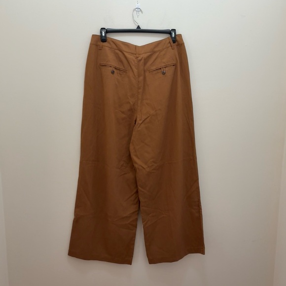Madewell NWT The Curvy Harlow Wide-Leg Pant in Drapey Twill in Brown Acorn Sz 14 - Picture 3 of 16